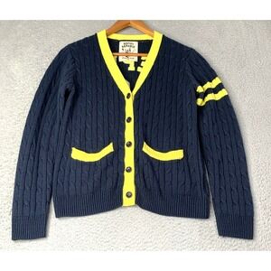 Repipi Armario Sweater Womens Size Medium Navy Blue Yellow Logo Button Up